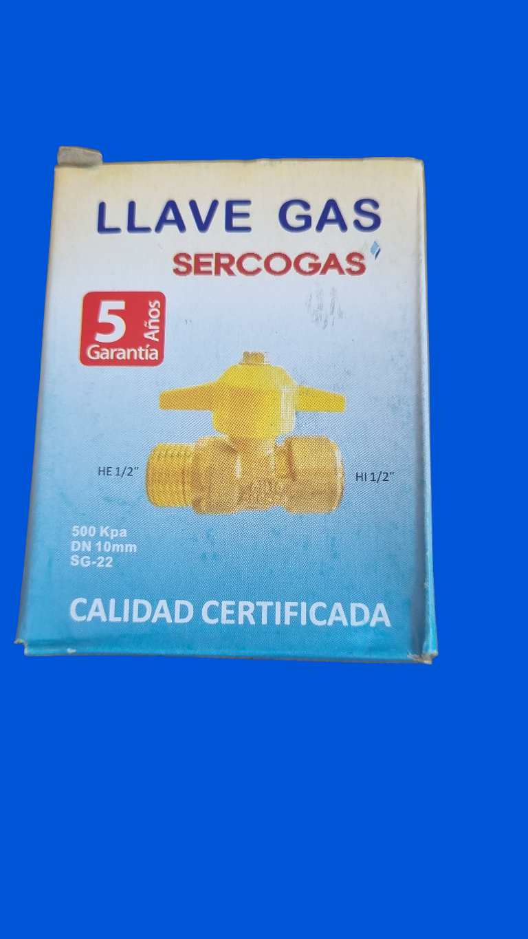 Llave de Paso gas 1/2"x1/2" HI HE Certificada